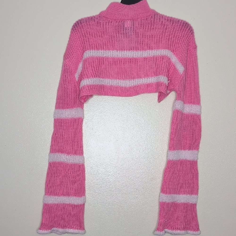 Hello Kitty Stripe Bolero Crop Shrug Hot Topic Women Pink and White SM - Picture 3 of 7